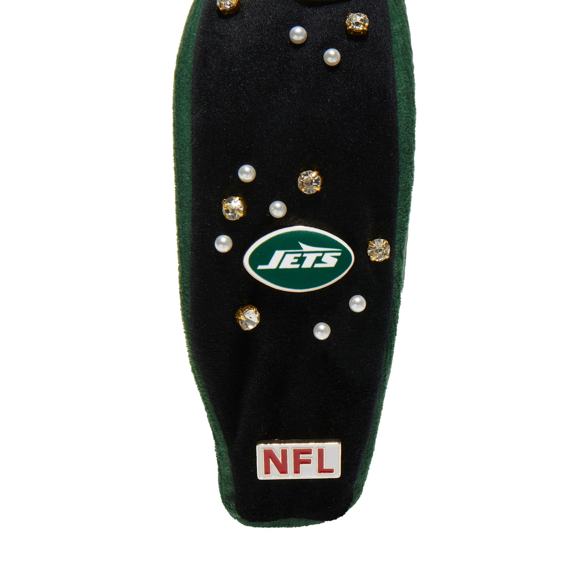 Lele Sadoughi HEADBANDS NEW YORK JETS LELE X NFL JET EMBELLISHED KNOTTED HEADBAND