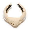 Lele Sadoughi HEADBANDS OATMEAL KNOTTED EMBROIDERED LACE HEADBAND