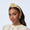 Lele Sadoughi HEADBANDS OATMEAL ROSETTE CRYSTAL EMBELLISHED HEADBAND