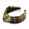 Lele Sadoughi HEADBANDS OLIVE GREEN KNOTTED HARVEST PLAID HEADBAND
