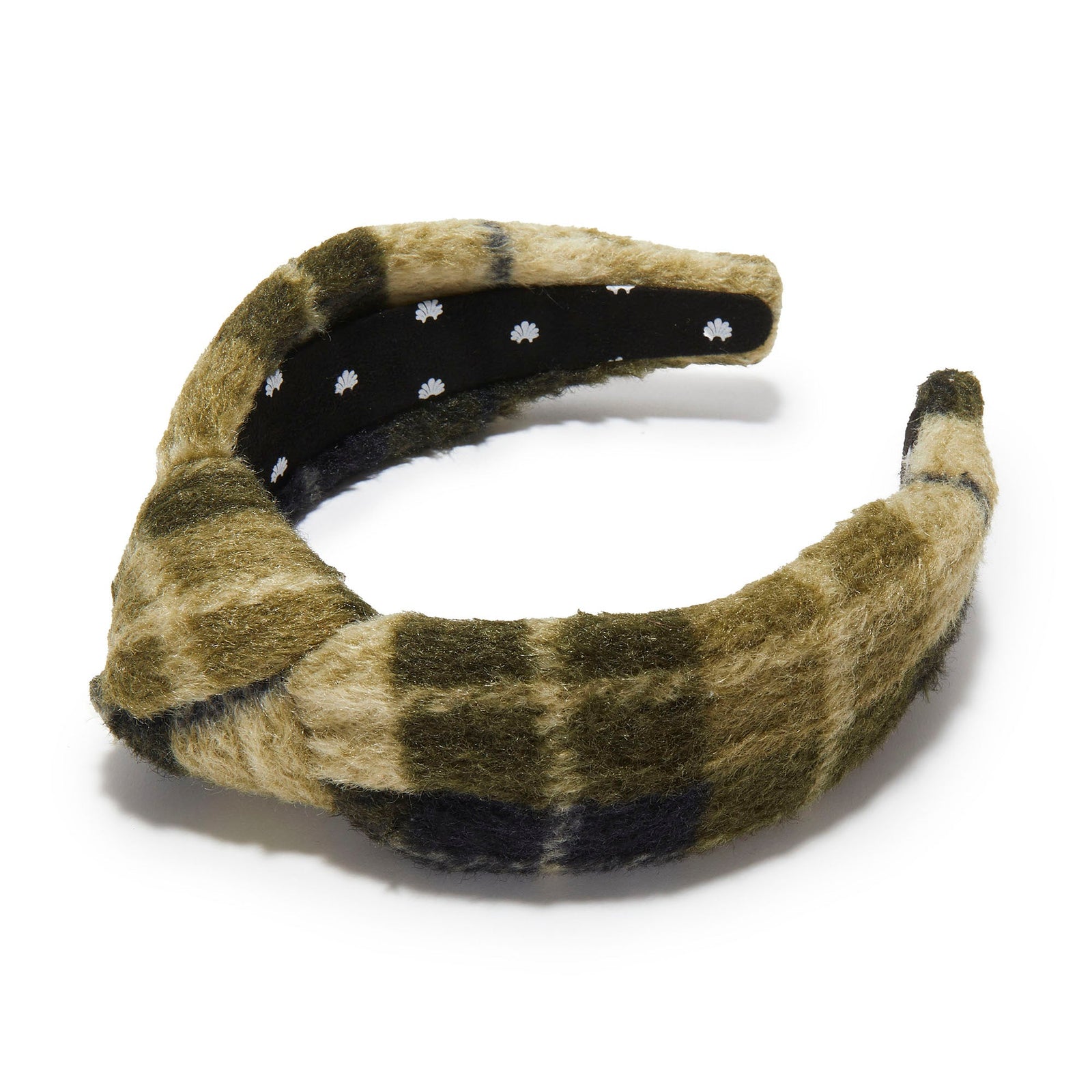 Lele Sadoughi HEADBANDS OLIVE GREEN KNOTTED HARVEST PLAID HEADBAND