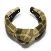 Lele Sadoughi HEADBANDS OLIVE GREEN KNOTTED HARVEST PLAID HEADBAND
