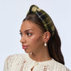 Lele Sadoughi HEADBANDS OLIVE GREEN KNOTTED HARVEST PLAID HEADBAND