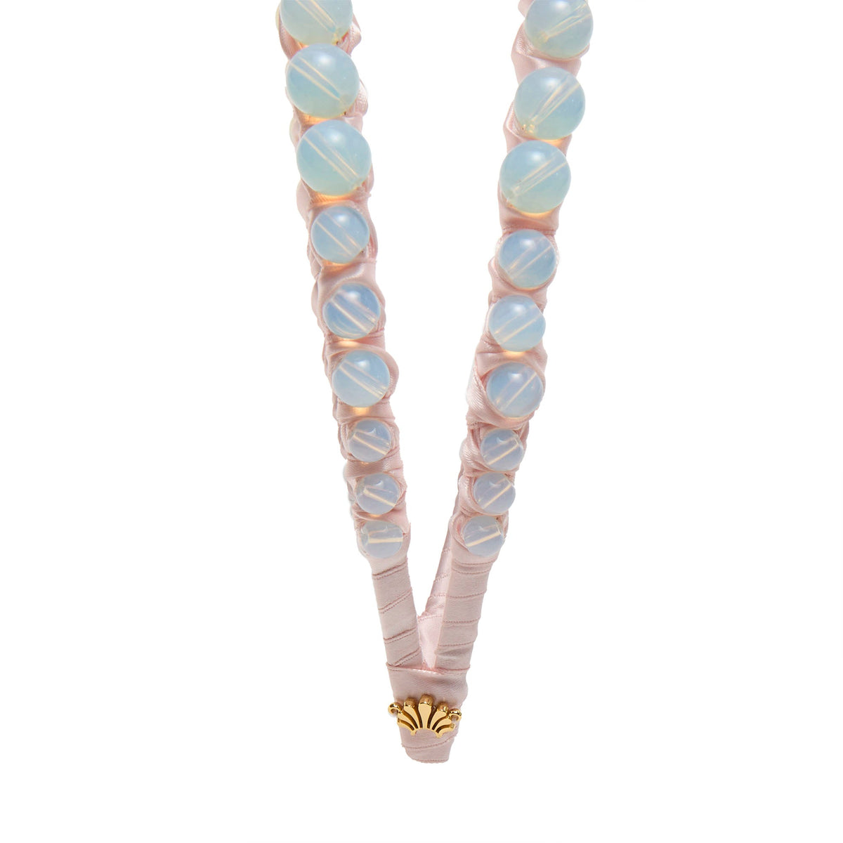Lele Sadoughi HEADBANDS ONE-OF-A-KIND BLUSH OPAL OASIS DOUBLE STRAND HEADBAND