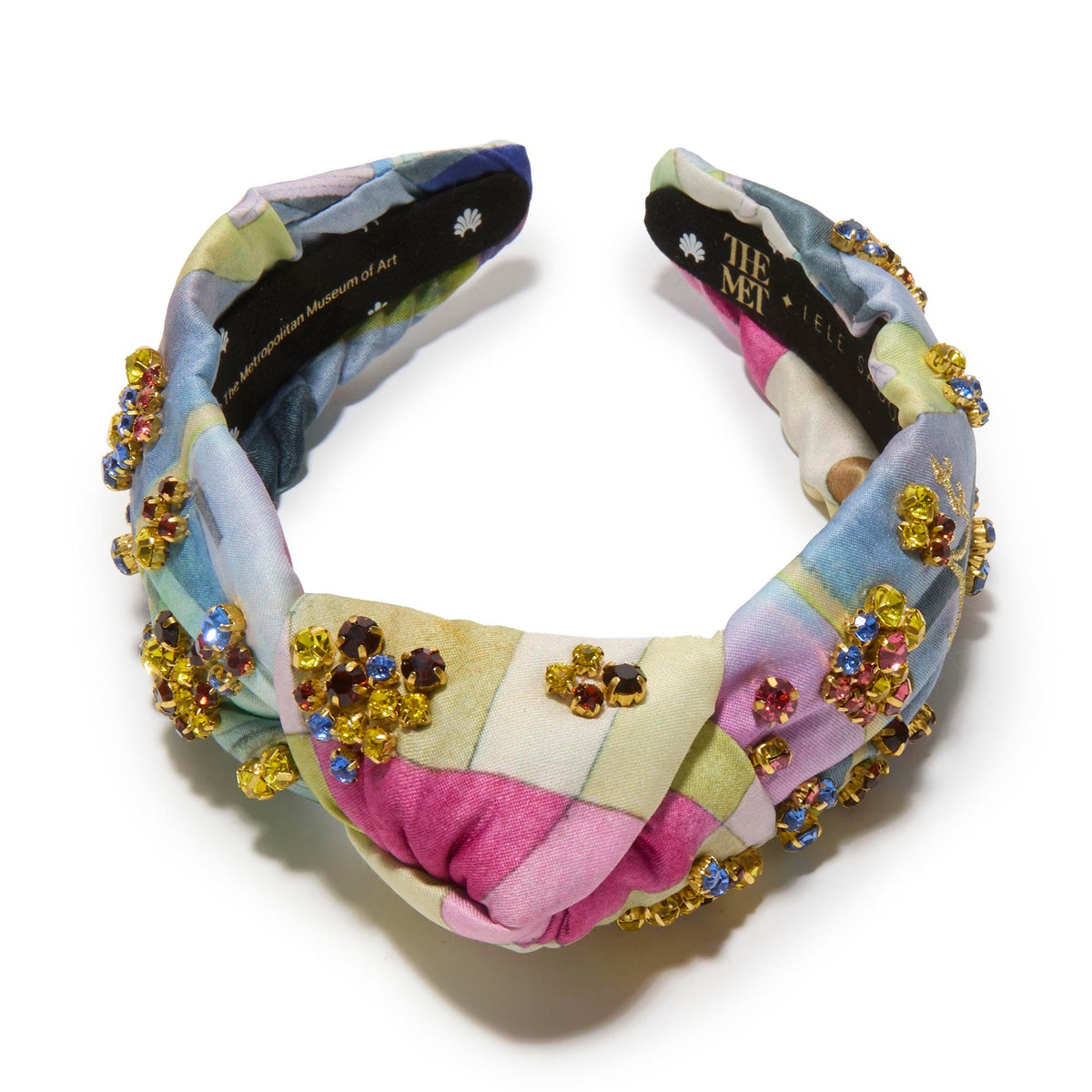 Lele Sadoughi HEADBANDS ONE SIZE BLACK COLUMNS THE MET X LELE KNOTTED KLEE EMBELLISHED HEADBAND