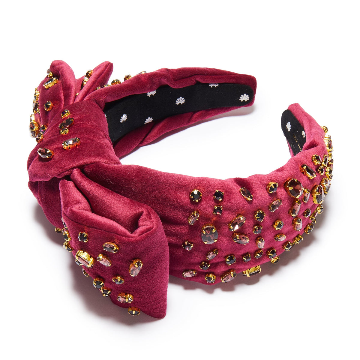 Lele Sadoughi HEADBANDS ONE SIZE BURGUNDY MIXED CRYSTAL HOLLY HEADBAND