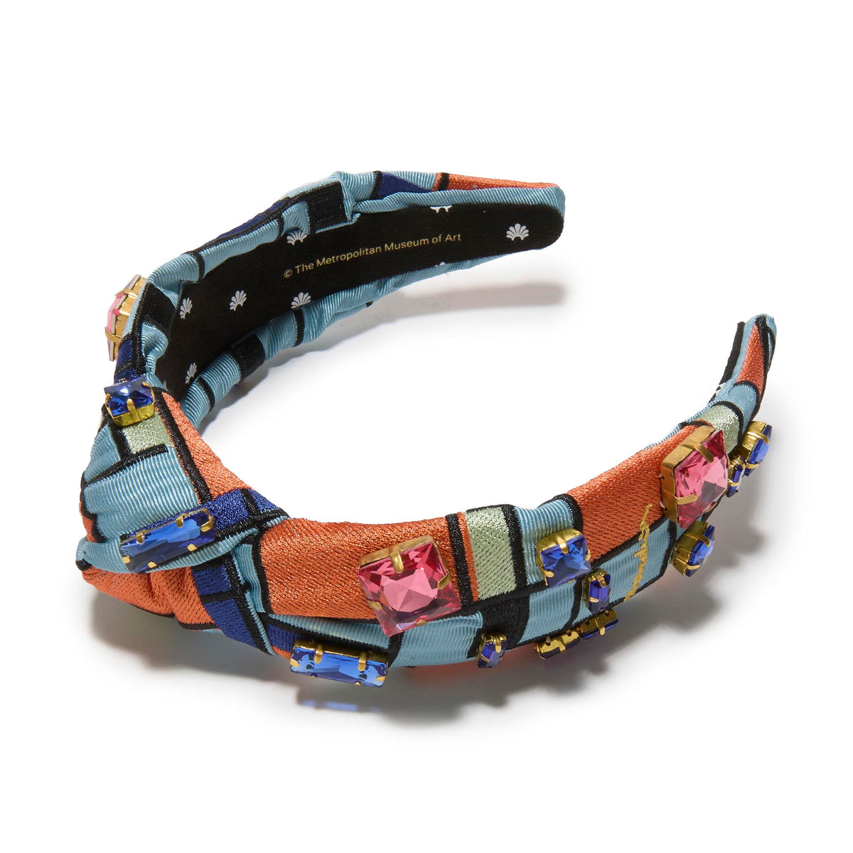 Lele Sadoughi HEADBANDS ONE SIZE COMPOSITION THE MET X LELE KNOTTED MONDRIAN EMBROIDERED HEADBAND