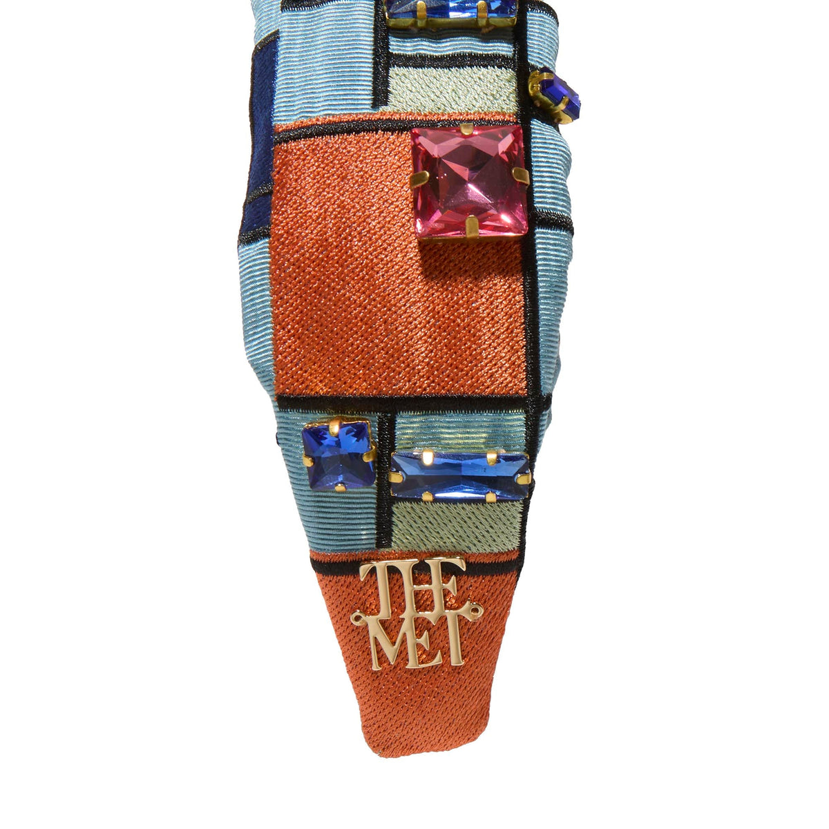 Lele Sadoughi HEADBANDS ONE SIZE COMPOSITION THE MET X LELE KNOTTED MONDRIAN EMBROIDERED HEADBAND