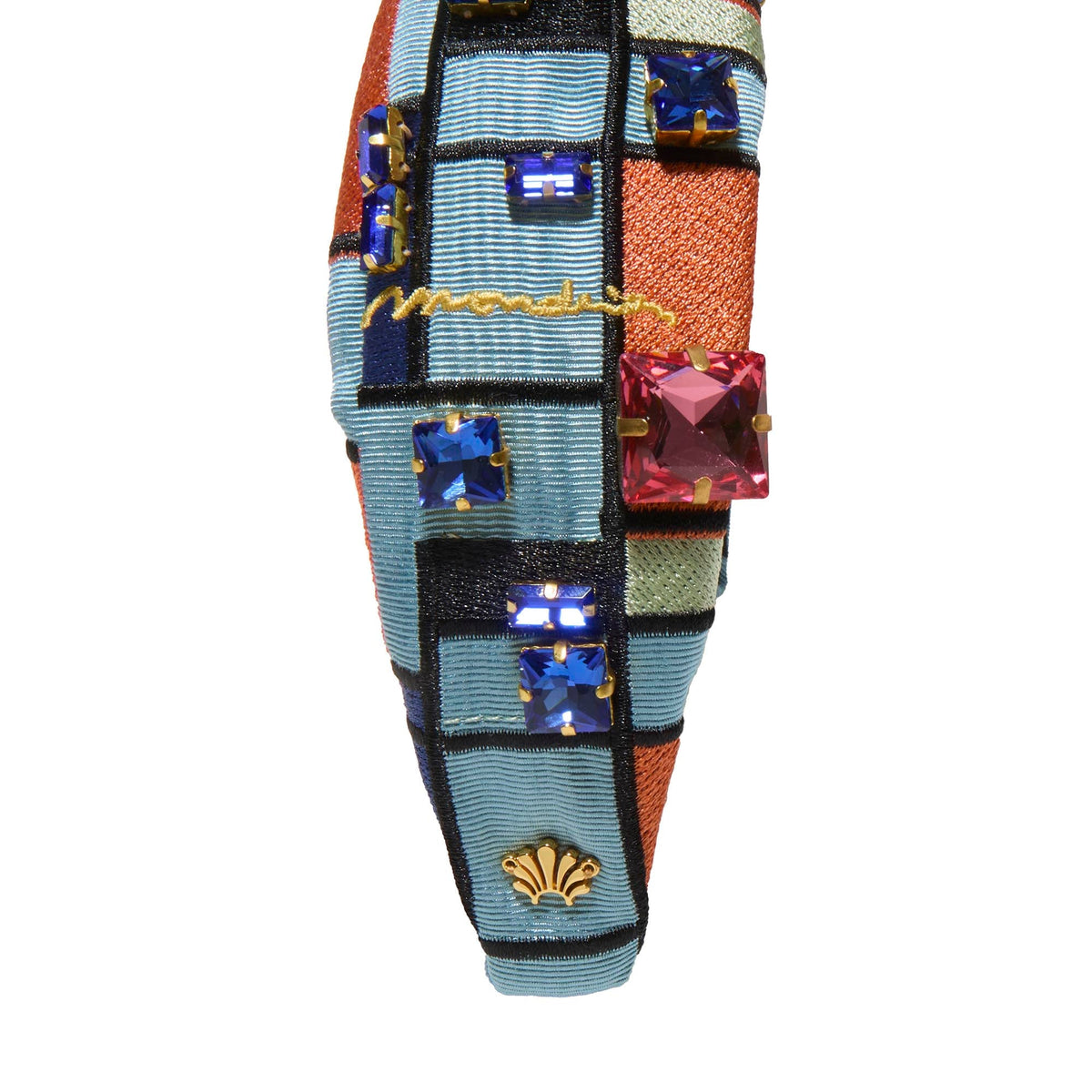 Lele Sadoughi HEADBANDS ONE SIZE COMPOSITION THE MET X LELE KNOTTED MONDRIAN EMBROIDERED HEADBAND