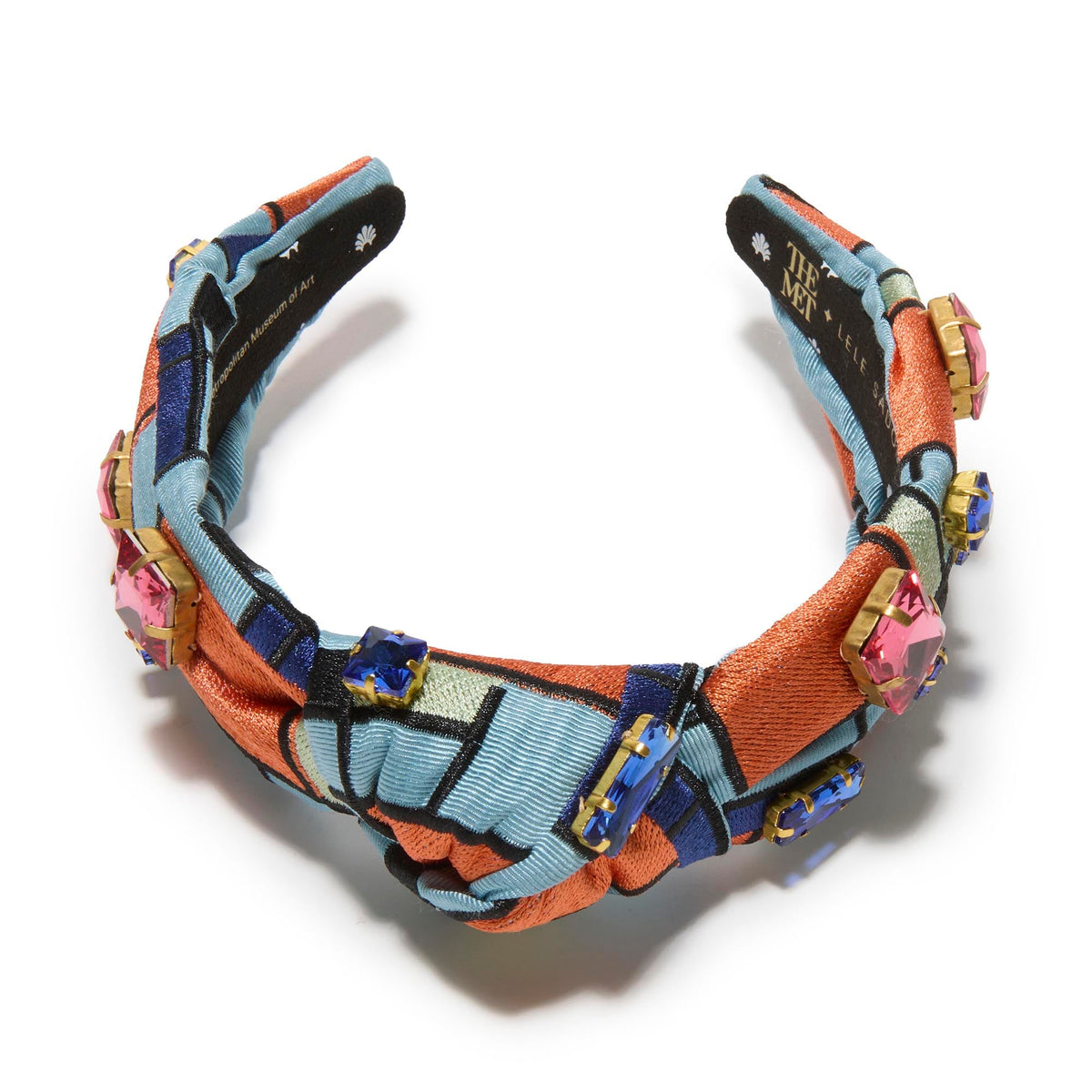 Lele Sadoughi HEADBANDS ONE SIZE COMPOSITION THE MET X LELE KNOTTED MONDRIAN EMBROIDERED HEADBAND