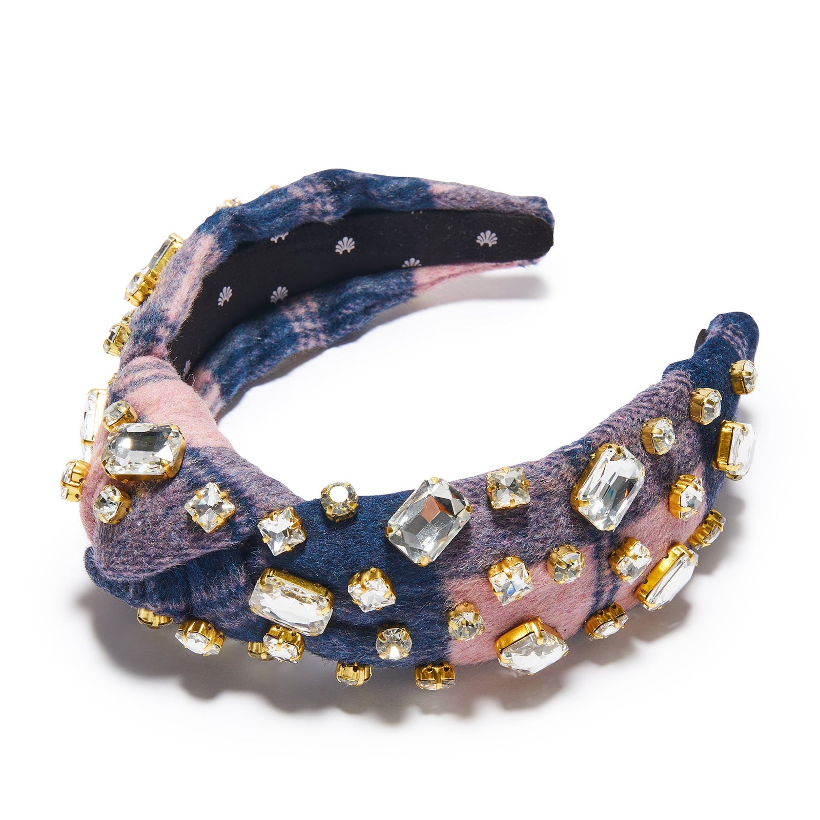 Lele Sadoughi HEADBANDS ONE SIZE COTTON CANDY RECTANGLE CRYSTAL PLAID KNOTTED HEADBAND