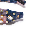 Lele Sadoughi HEADBANDS ONE SIZE COTTON CANDY RECTANGLE CRYSTAL PLAID KNOTTED HEADBAND