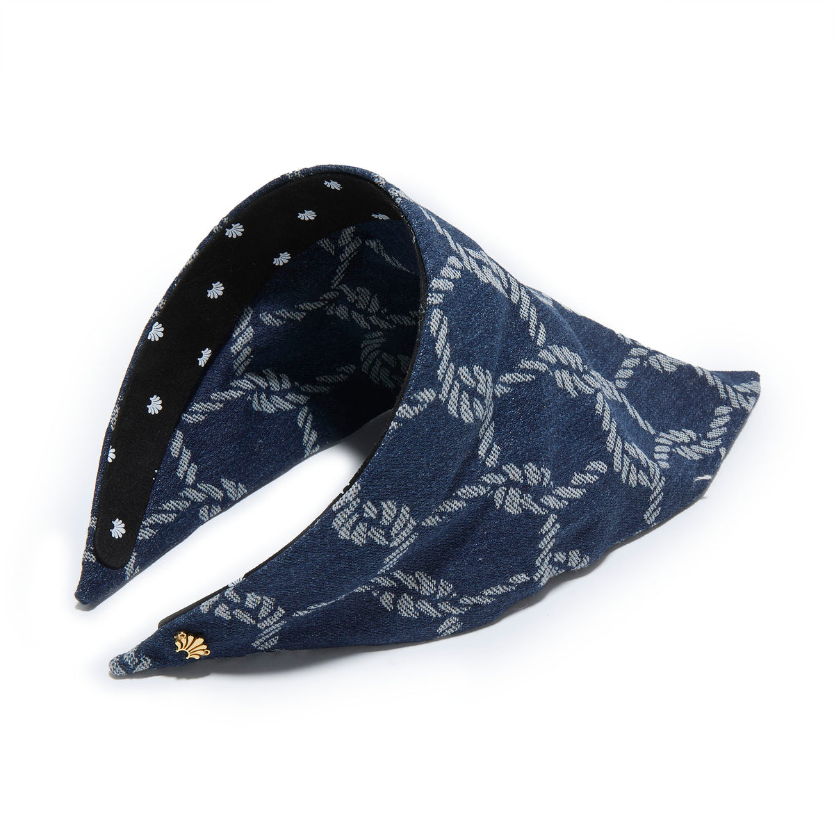 Lele Sadoughi HEADBANDS ONE SIZE DARK WASH  JACKIE NAUTICAL ROPE DENIM HANKERCHIEF HEADBAND