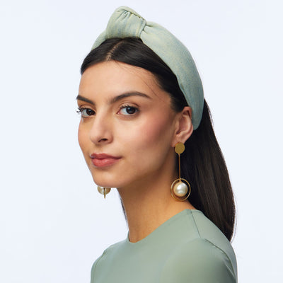 Lele Sadoughi HEADBANDS ONE SIZE FADED DENIM DENIM KNOTTED HEADBAND