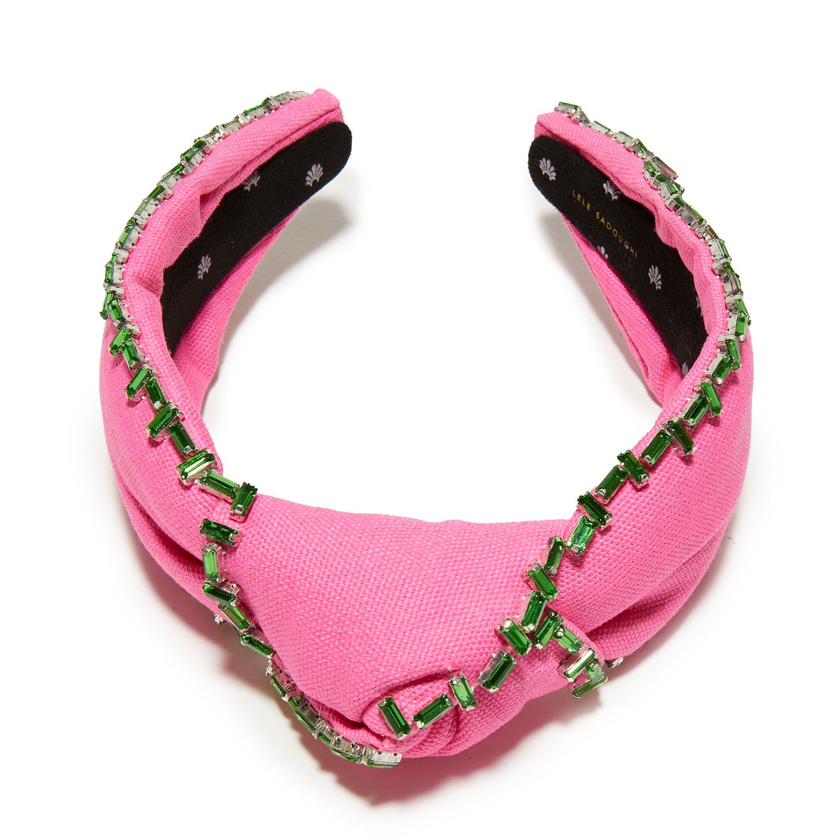 Lele Sadoughi HEADBANDS ONE SIZE FLAMINGO CRYSTAL TRIM KNOTTED HEADBAND
