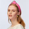 Lele Sadoughi HEADBANDS ONE SIZE FLAMINGO CRYSTAL TRIM KNOTTED HEADBAND