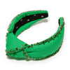 Lele Sadoughi HEADBANDS ONE SIZE GRASS GREEN CRYSTAL TRIM KNOTTED HEADBAND