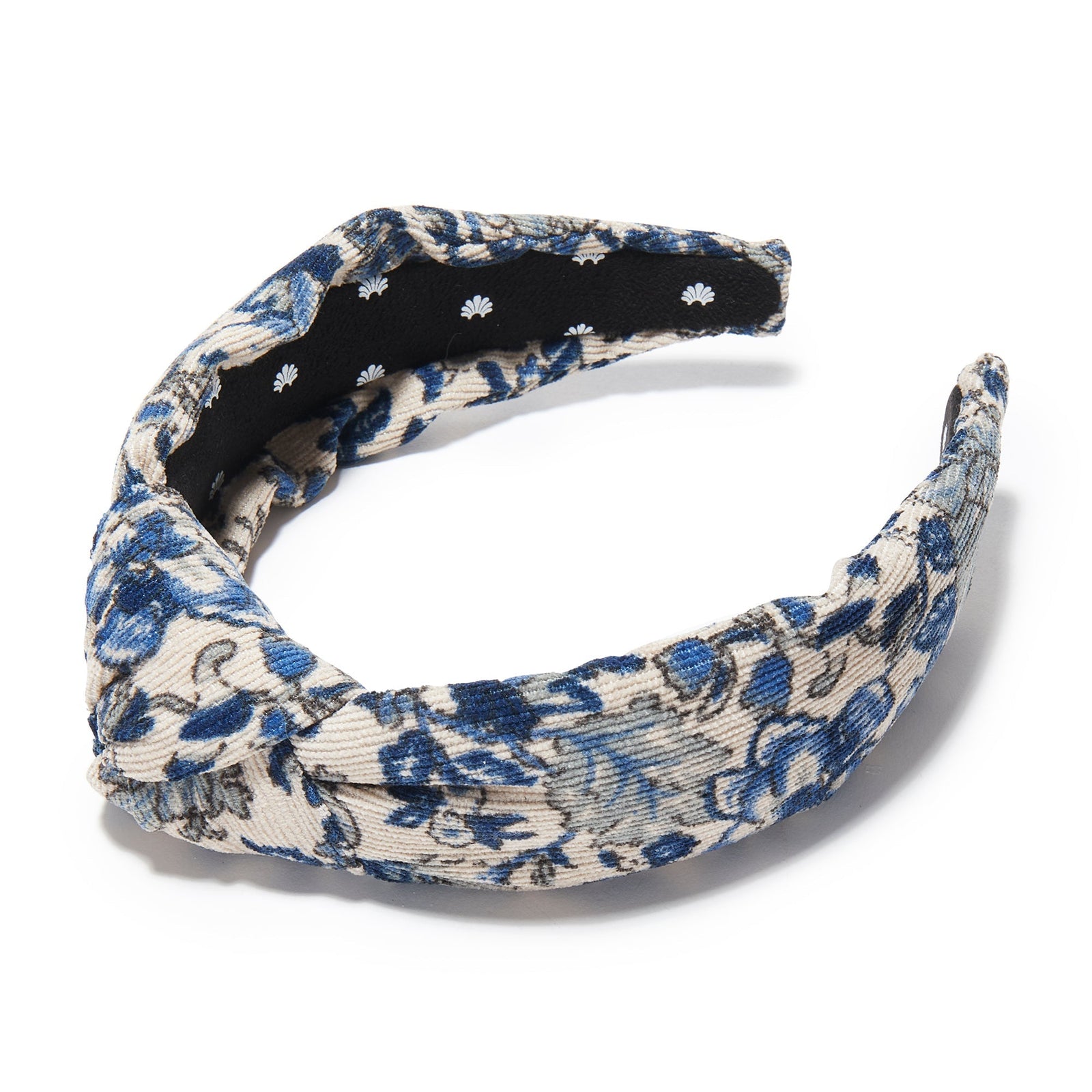 Lele Sadoughi HEADBANDS ONE SIZE INDIGO FIELDS CORDUROY KNOTTED HEADBAND