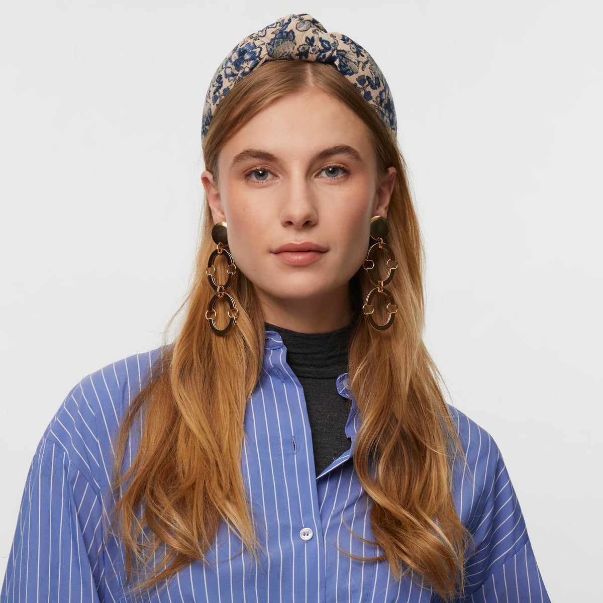 Lele Sadoughi HEADBANDS ONE SIZE INDIGO FIELDS CORDUROY KNOTTED HEADBAND