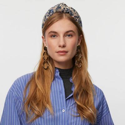 Lele Sadoughi HEADBANDS ONE SIZE INDIGO FIELDS CORDUROY KNOTTED HEADBAND