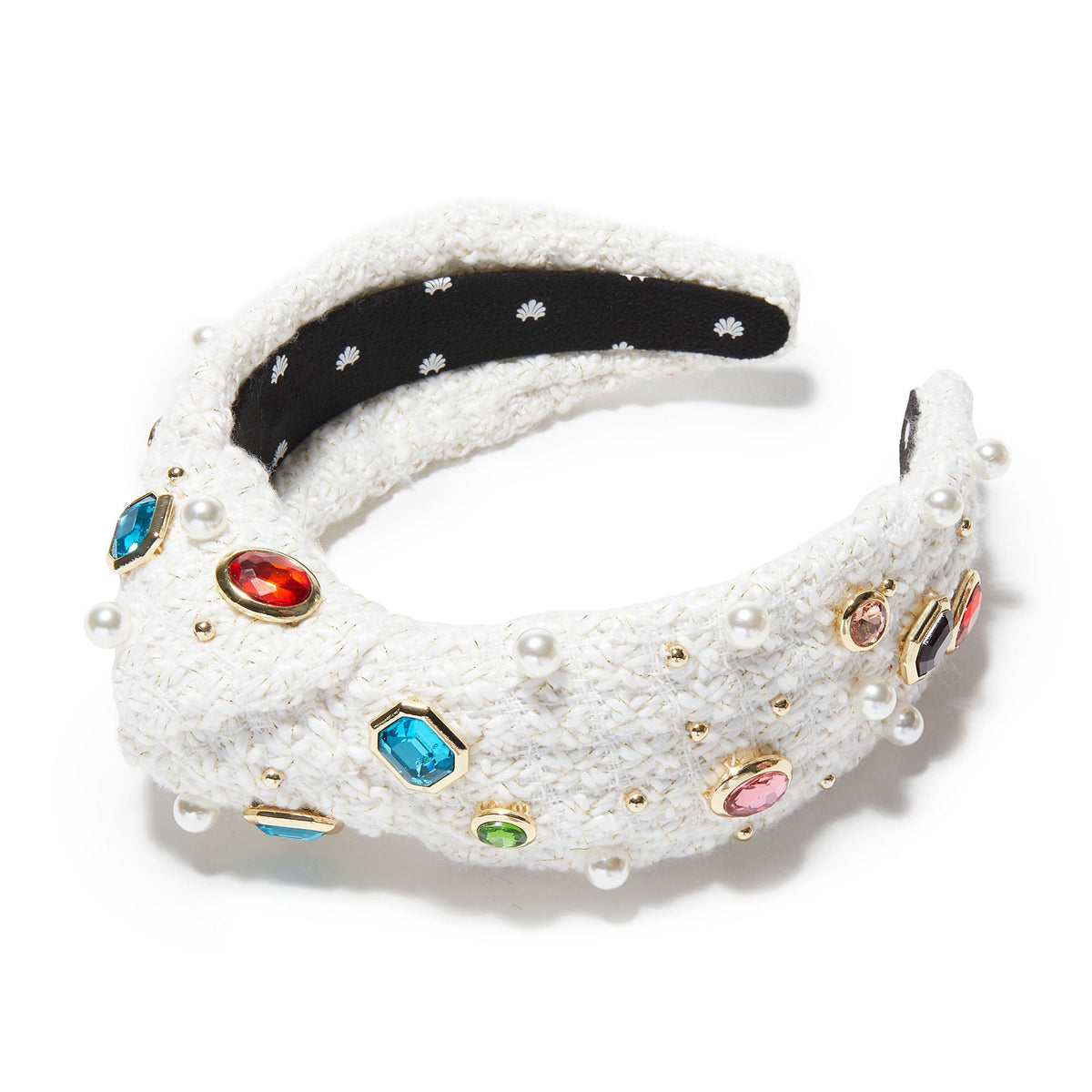 Lele Sadoughi HEADBANDS ONE SIZE IVORY GEM BEZEL BOUCLE KNOTTED HEADBAND