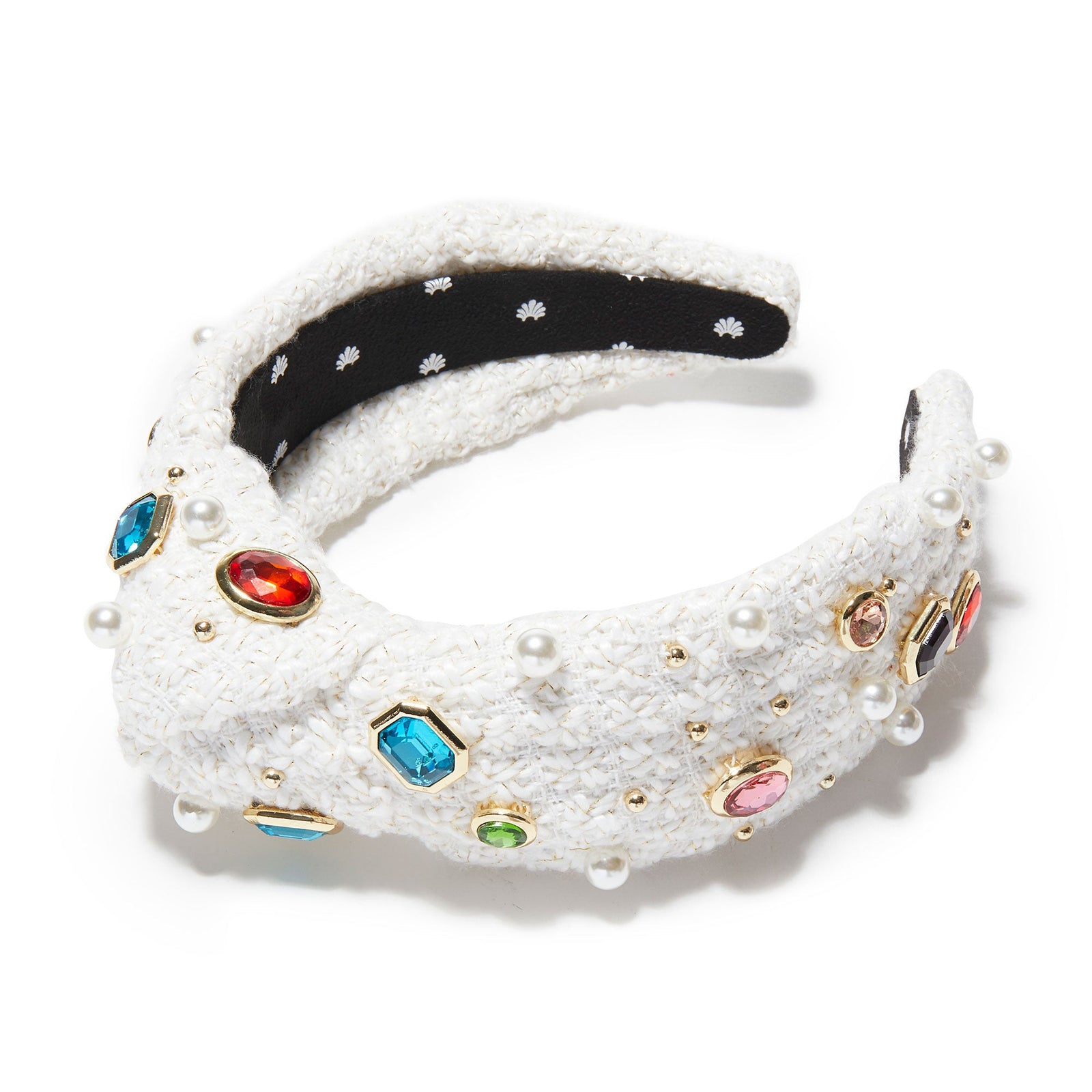 Lele Sadoughi HEADBANDS ONE SIZE IVORY GEM BEZEL BOUCLE KNOTTED HEADBAND