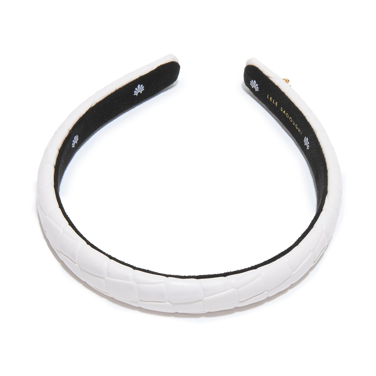 Lele Sadoughi HEADBANDS ONE SIZE IVORY GIGI FAUX LEATHER EMBOSSED HEADBAND