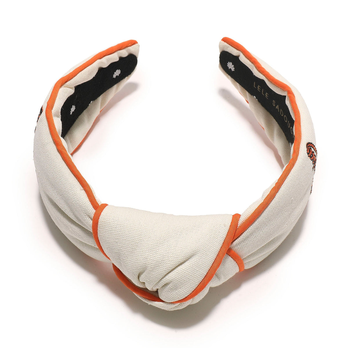 Lele Sadoughi HEADBANDS ONE SIZE IVORY SF GIANTS EMBROIDERED HEADBAND