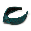 Lele Sadoughi HEADBANDS ONE SIZE JADE KNOTTED SILK BROCADE HEADBAND