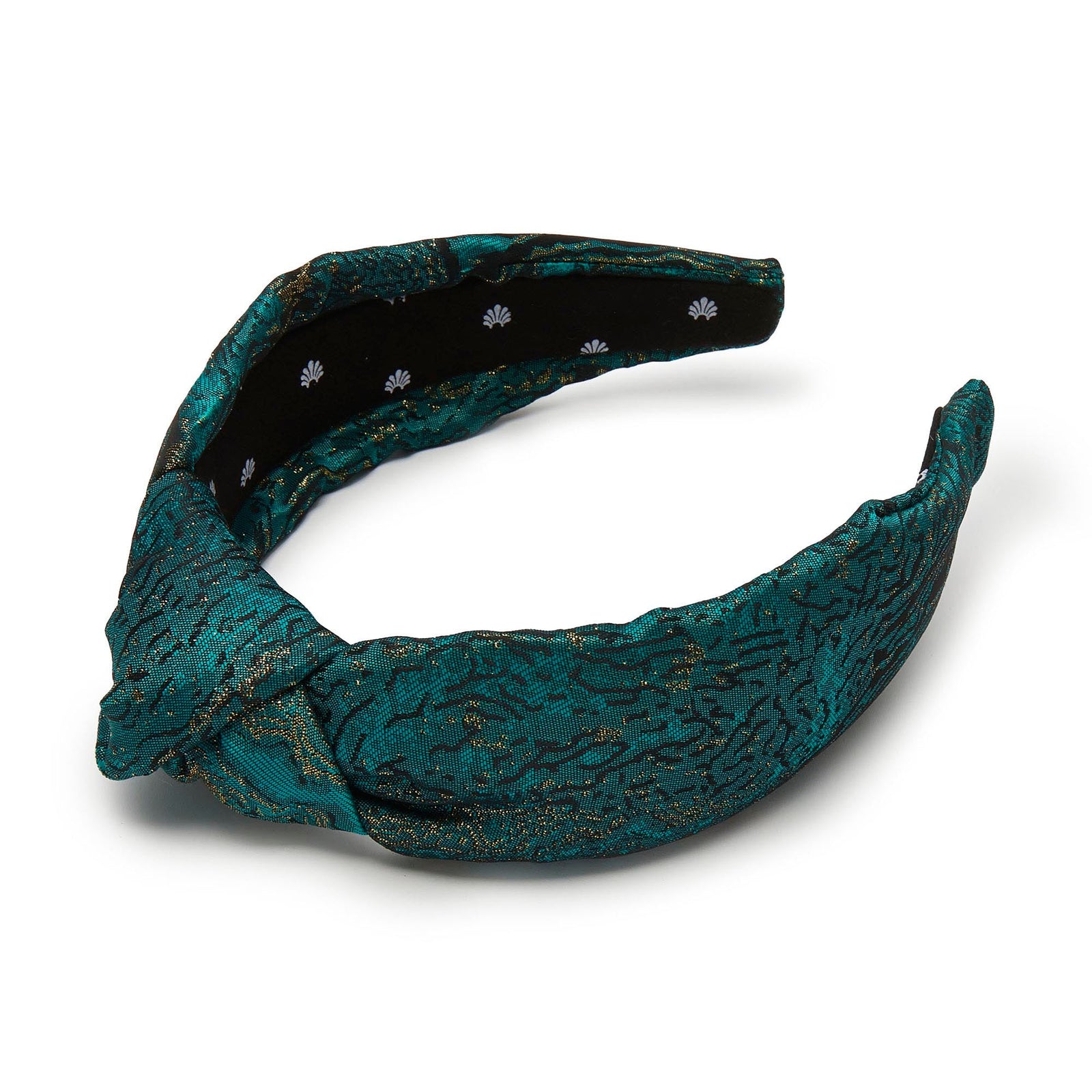 Lele Sadoughi HEADBANDS ONE SIZE JADE KNOTTED SILK BROCADE HEADBAND