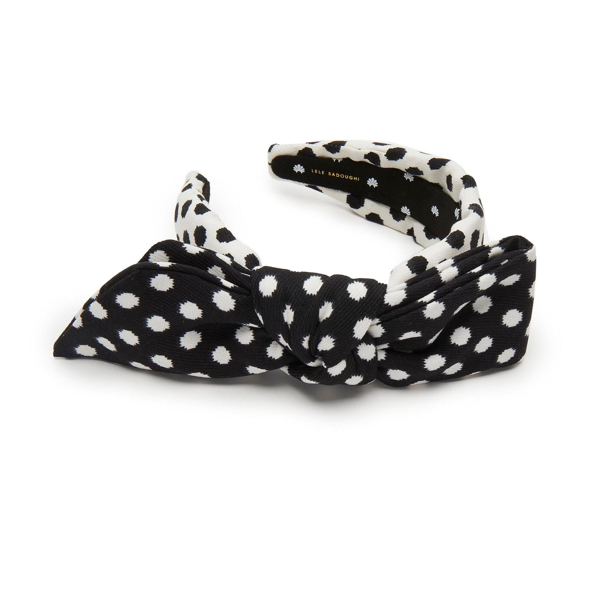 Lele Sadoughi HEADBANDS ONE SIZE JET IVORY HOLLY POLKA DOT HEADBAND