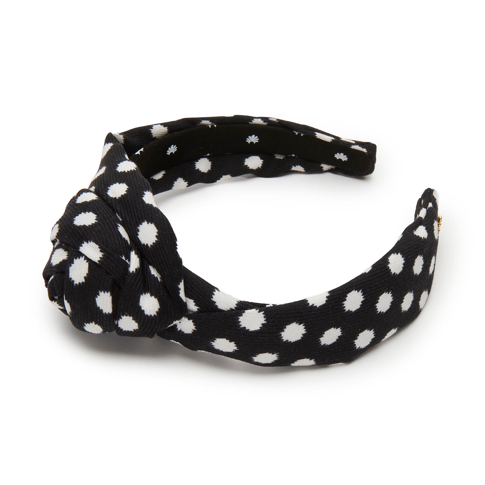 Lele Sadoughi HEADBANDS ONE SIZE JET ROSETTE POLKA DOT HEADBAND