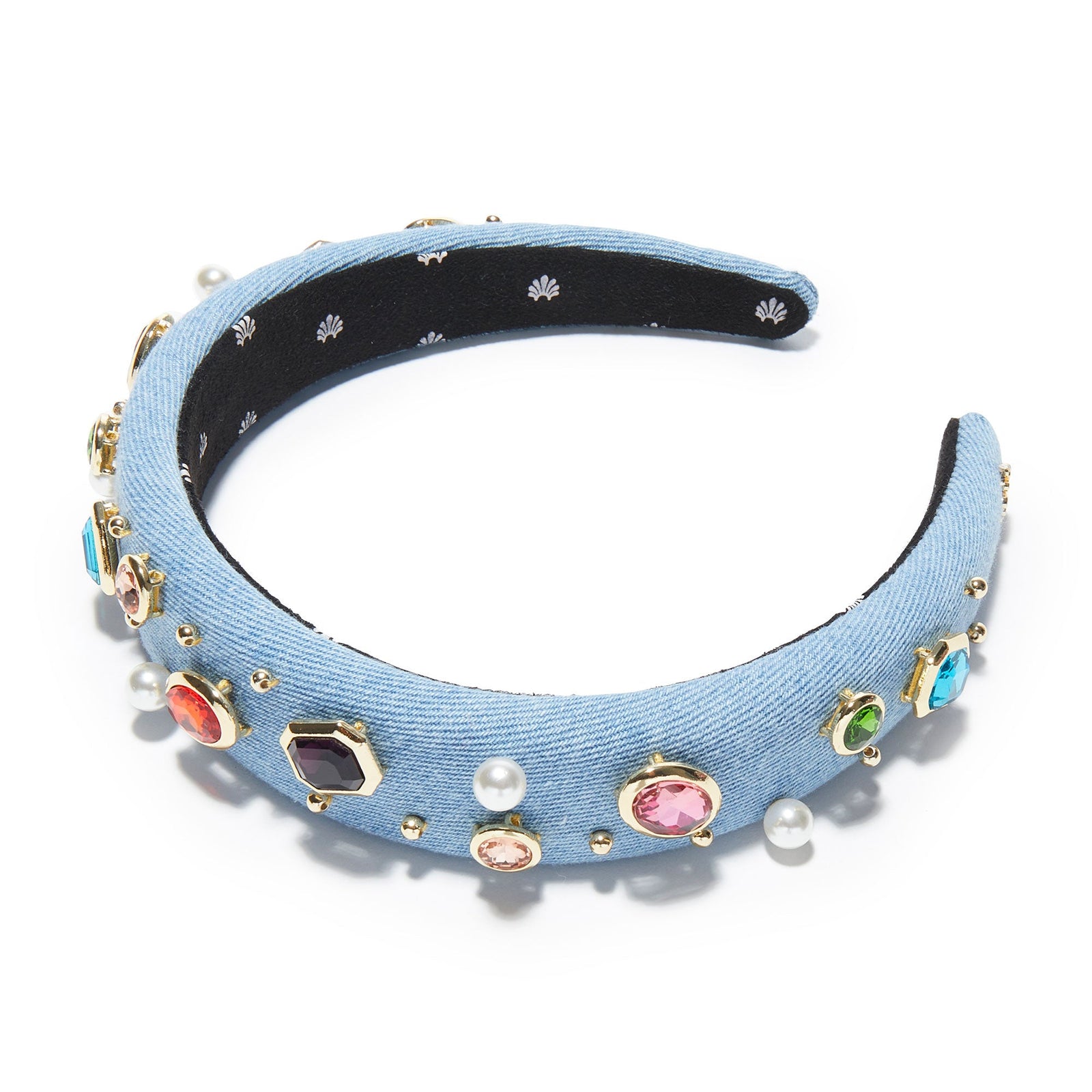 Lele Sadoughi HEADBANDS ONE SIZE LIGHT DENIM GEM BEZEL DENIM ALICE HEADBAND