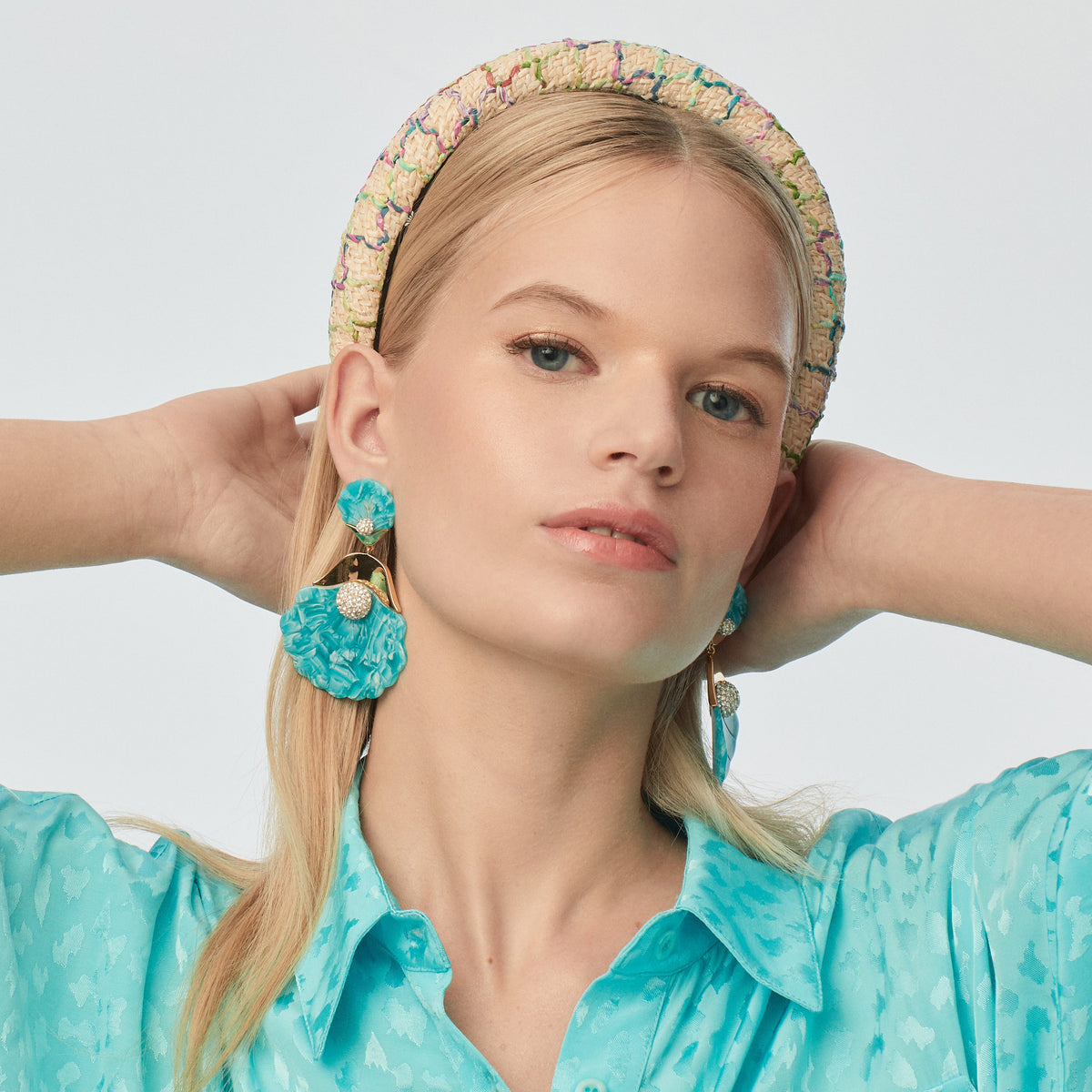 Lele Sadoughi HEADBANDS ONE SIZE MERMAID RAINBOW RAFFIA ALICE HEADBAND