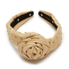 Lele Sadoughi HEADBANDS ONE SIZE OATMEAL ROSETTE CRYSTAL EMBELLISHED HEADBAND