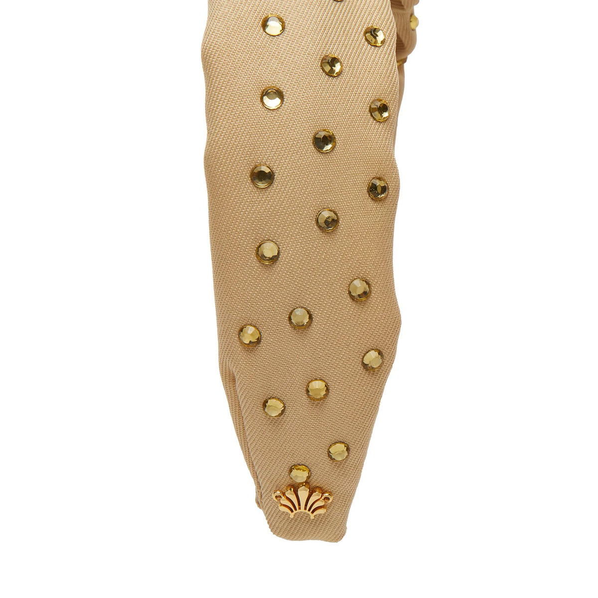 Lele Sadoughi HEADBANDS ONE SIZE OATMEAL ROSETTE CRYSTAL EMBELLISHED HEADBAND