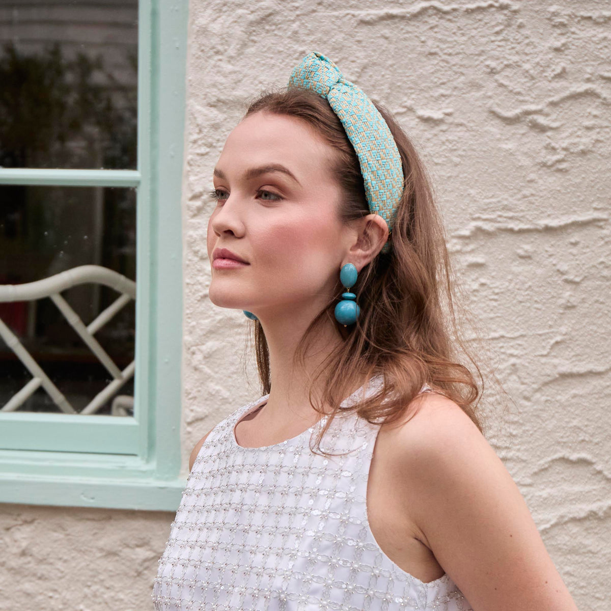 Lele Sadoughi HEADBANDS ONE SIZE OCEAN KNOTTED RAFFIA HEADBAND