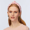 Lele Sadoughi HEADBANDS ONE SIZE PETAL PINK EMBROIDERED VALENTINES KNOTTED HEADBAND