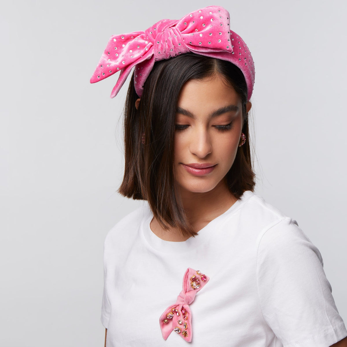 Lele Sadoughi HEADBANDS ONE SIZE PINK CRYSTAL DOTTED HOLLY HEADBAND