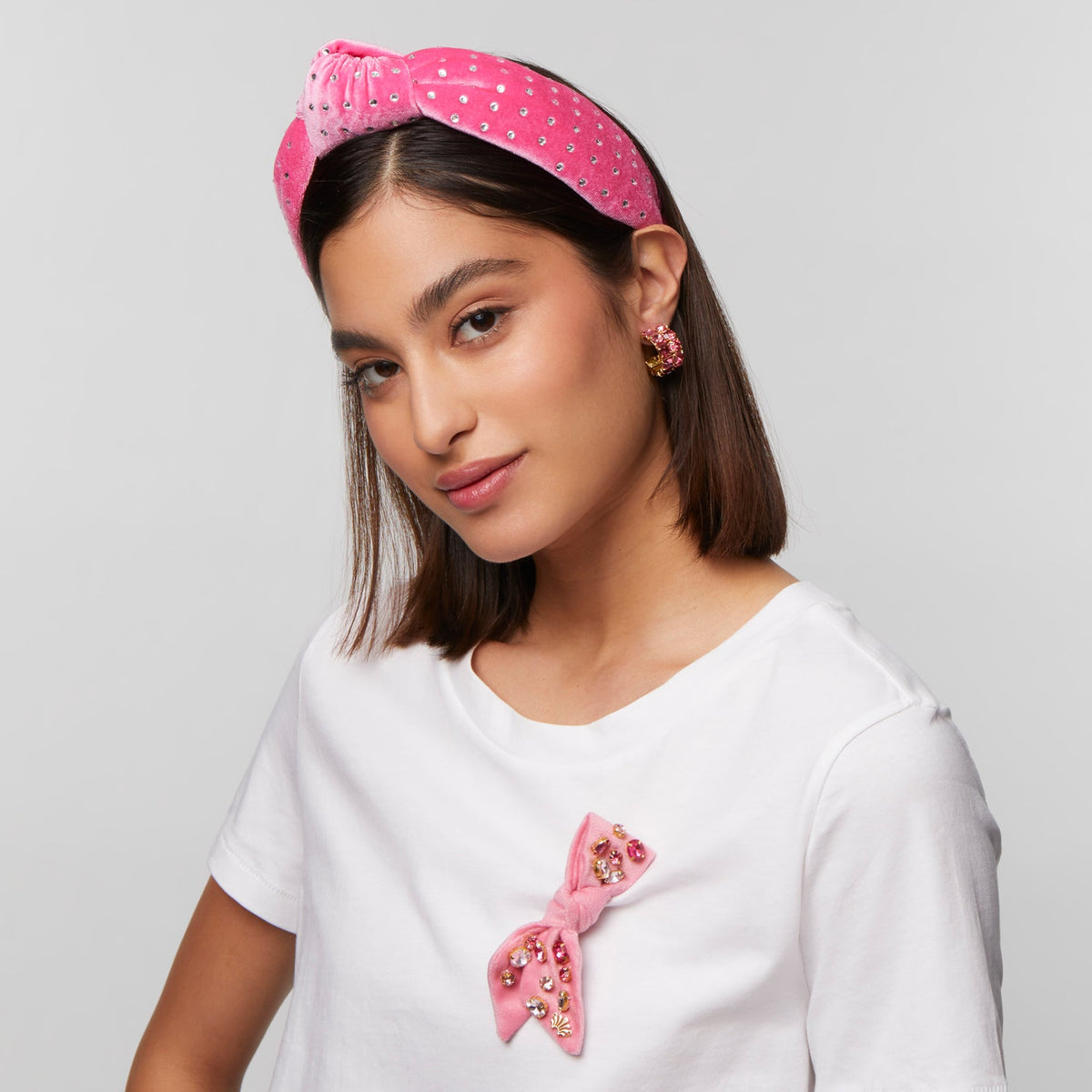 Lele Sadoughi HEADBANDS ONE SIZE PINK CRYSTAL DOTTED KNOTTED HEADBAND