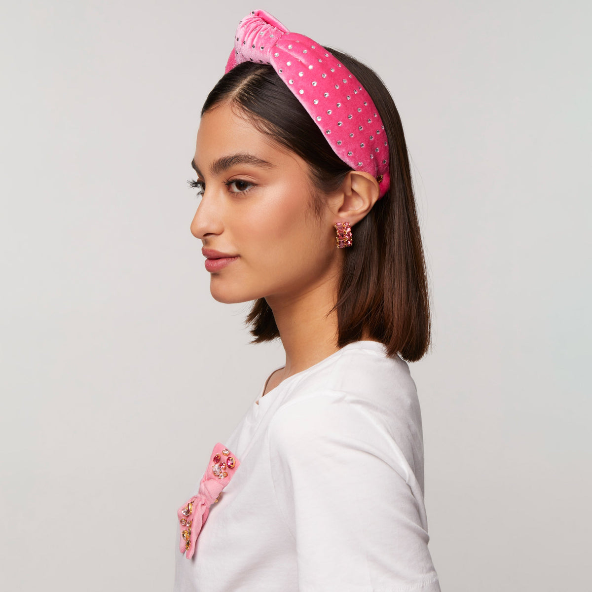 Lele Sadoughi HEADBANDS ONE SIZE PINK CRYSTAL DOTTED KNOTTED HEADBAND