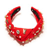 RED LOS ANGELES ANGELS EMBELLISHED KNOTTED HEADBAND
