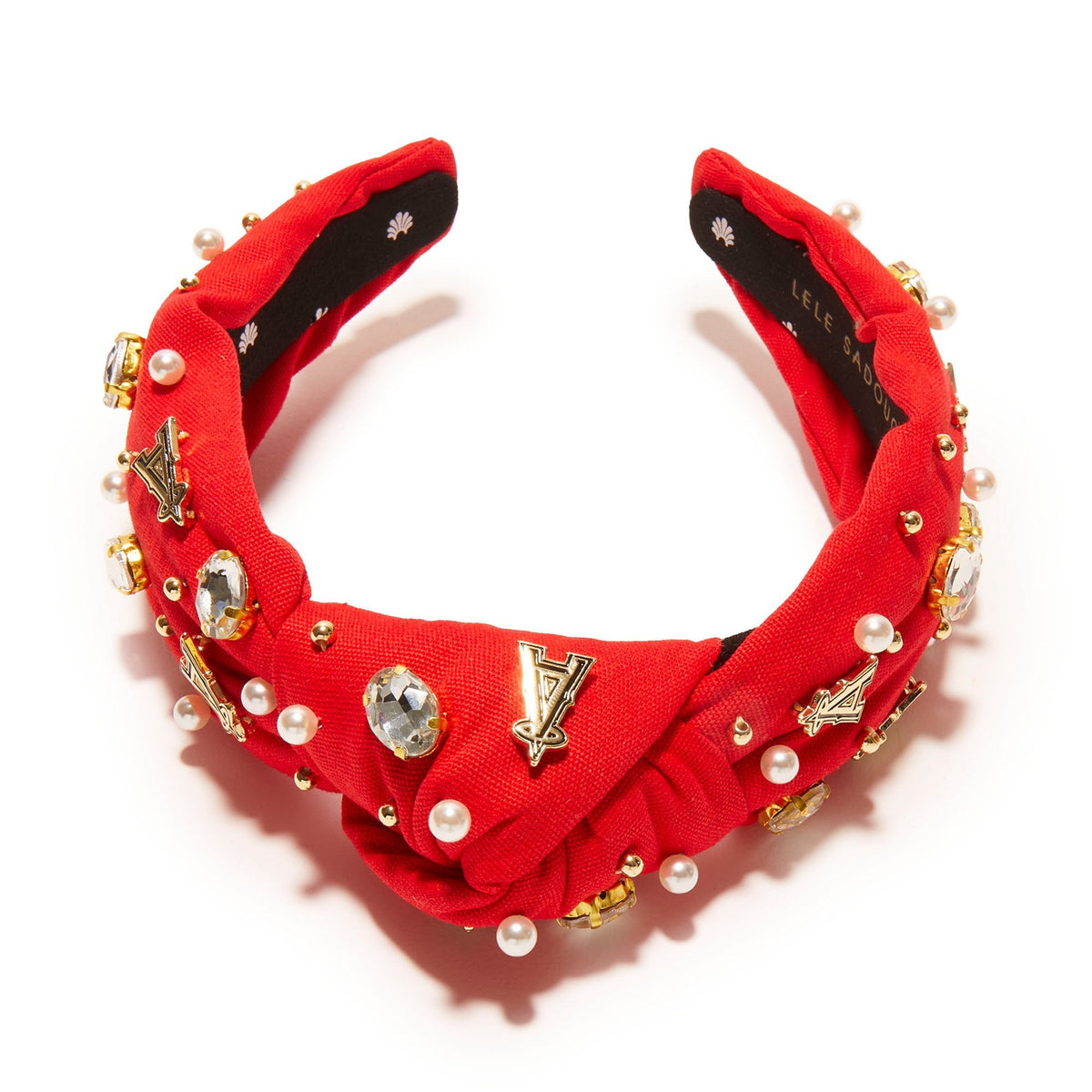 LOS ANGELES ANGELS LELE SADOUGHI / MLB RED EMBELLISHED KNOTTED HEADBAND