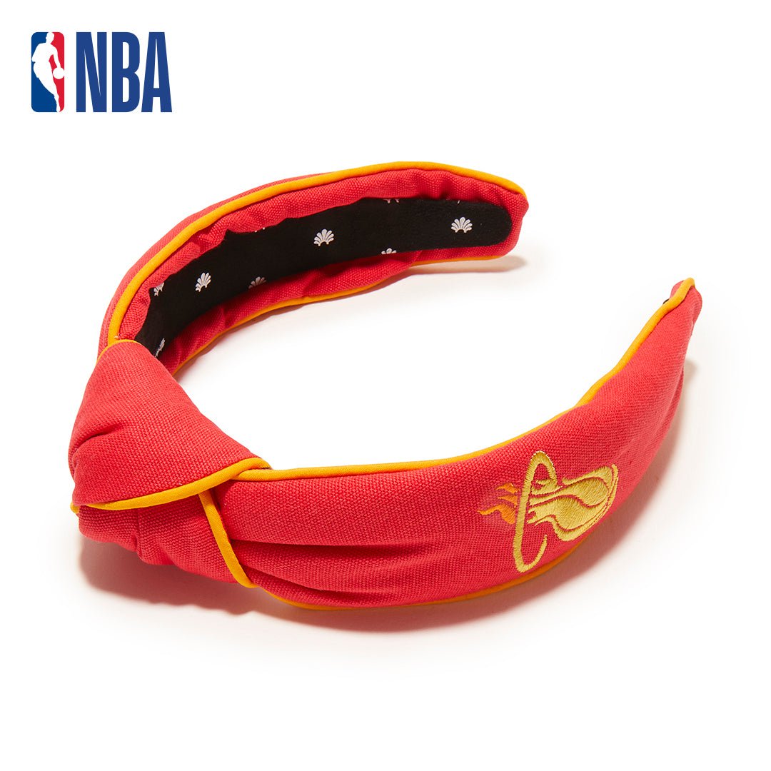 Lele Sadoughi HEADBANDS ONE SIZE RED MIAMI HEAT EMBROIDERED KNOTTED HEADBAND