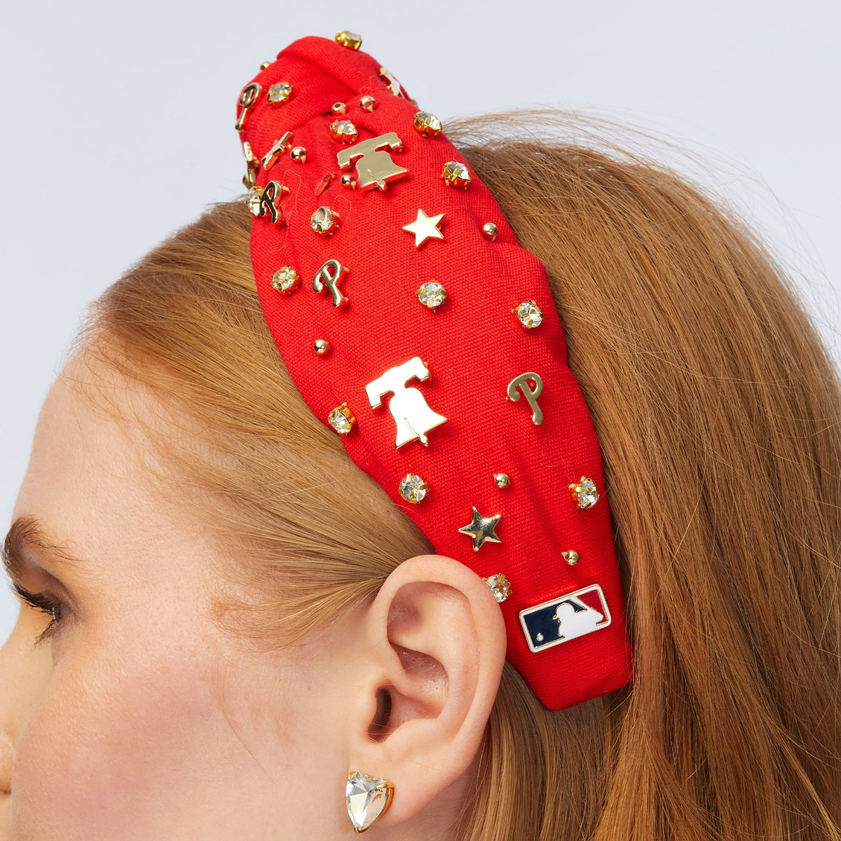 Lele Sadoughi HEADBANDS ONE SIZE RED PHL PHILLIES EMBELLISHED KNOTTED HEADBAND
