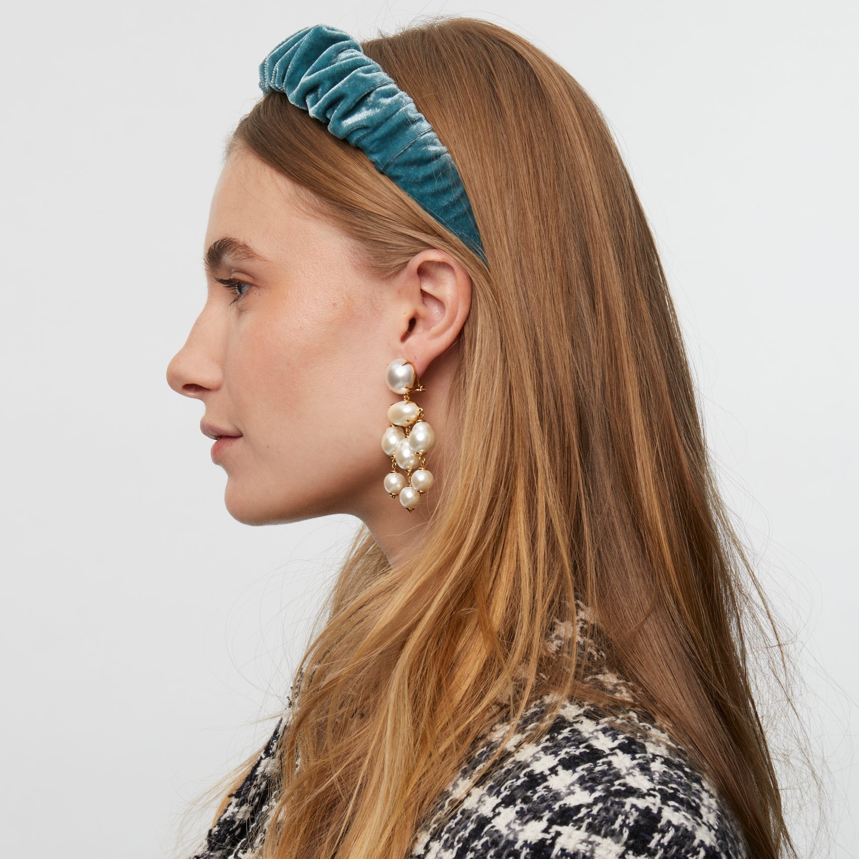 Lele Sadoughi Velvet Headband Pearl Ivory