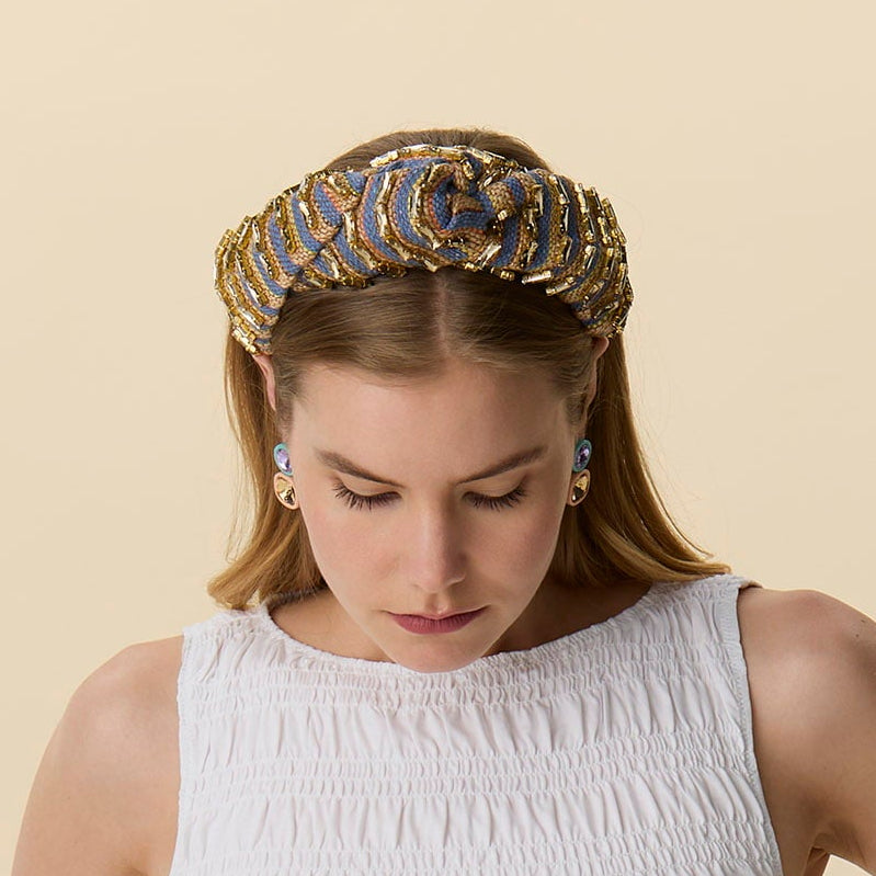 Lele Sadoughi HEADBANDS PAPYRUS LOTUS GRETA STRIPED BAGUETTE HEADBAND