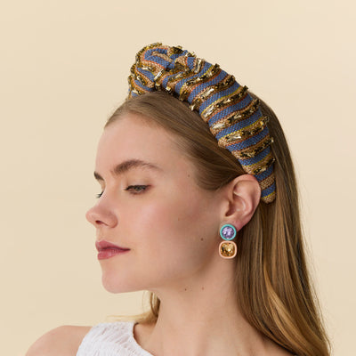 Lele Sadoughi HEADBANDS PAPYRUS LOTUS GRETA STRIPED BAGUETTE HEADBAND