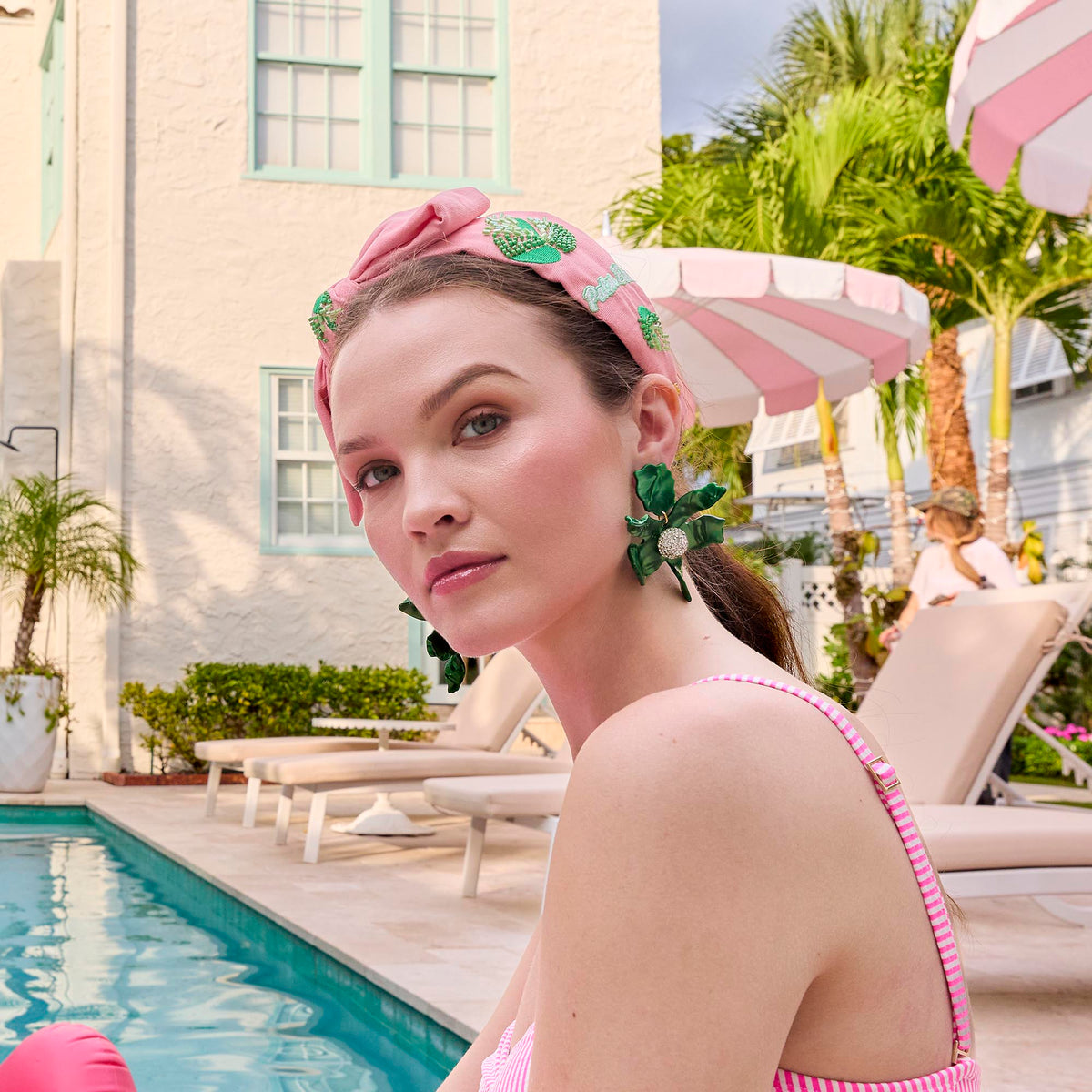 Lele Sadoughi HEADBANDS PARADISE PINK  HOLLY PALM BEACH HEADBAND