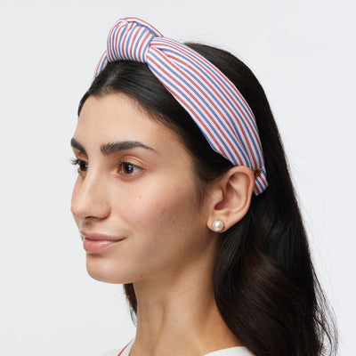 Lele Sadoughi HEADBANDS PATRIOTIC STRIPE KNOTTED STRIPED COTTON HEADBAND